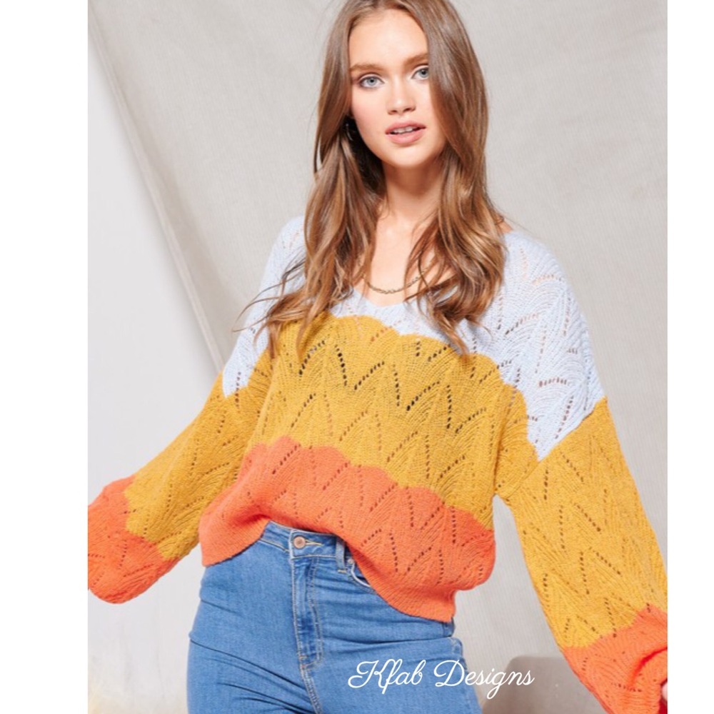 ❤️LAST! Joanna Ballon Sleeve Color block Sweater! - Picture 2 of 9